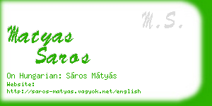 matyas saros business card